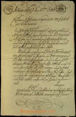 146215 - 1773 PRUSSIA, DUCHY OF NYSA  fine calligraphied written docu