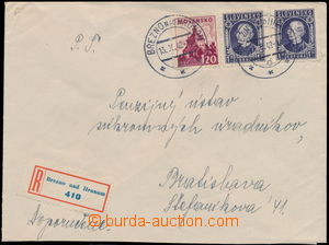 146417 - 1942 Reg letter with 2x Hlinka 1,30 Koruna blue-violet, Alb.