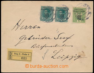 146493 - 1918 Pražský přetisk I., R-dopis zaslaný do Německa vyf