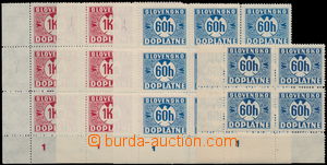 146510 - 1939 Alb.D7, 2x rohový 9-blok s DČ (2 varianty, krátká a