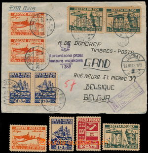 146602 - 1945 R-dopis zaslaný do Belgie, vyfr. zn. Liga Morska 50gr+