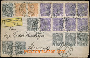 146650 - 1914 R-dopis s bohatou frankaturou zn. emise 1908, 7x Mi.139