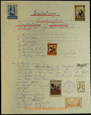 146680 - 1919 dekorativní ručně psaná pozvánka Německého sport
