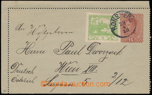 146756 - 1919 CPŘ7, letter-card 15h Charles to Wien (Vienna), uprate