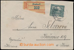 146764 - 1919 Reg letter franked with. simple franking stamp. Hradča