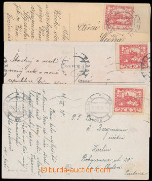 146784 - 1918 sestava 3ks pohlednic z prosince 1918, vyfr. zn. Hradč