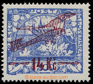 146837 -  Pof.L1B, I. provisional air mail stmp. 14Kč/200h blue, com