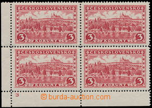146845 - 1926 Pof.230, Praha 3Kč, rohový 4-blok s DČ 3, kat. 700K