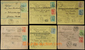 146918 - 1919 sestava 6ks poštovních průvodek s různými frankatu