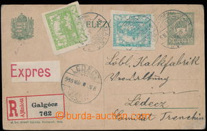 146919 - 1919 CPŘ32, PC 8f sent Reg and Express, uprated with stamp 