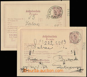 146957 - 1895 sestava 2ks podacích lístků na telegram Mi.TA2, DR B