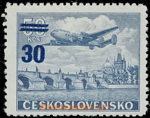 146960 - 1949 Pof.L32, overprint provisory 30/50Kčs grey-blue, obliq