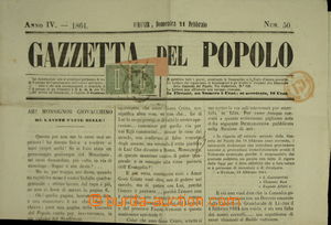 146983 - 1864 noviny GAZZETTA DEL POPOLO vyfr. zn. Mi.23, 2-páska; h