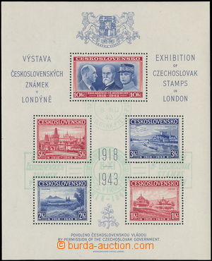 146992 - 1943 Exile issue, AS1, London MS, green special postmark EXH