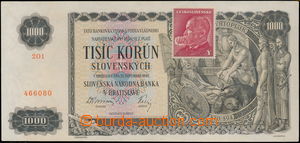 147025 - 1945 SLOVAKIA  value 1000 Koruna, set 2 O 1, imperforate, re