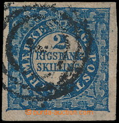 147026 - 1852 Mi.2 II., 2S blue RIGSBANK-SKILLING, Thiele, plate 2, p