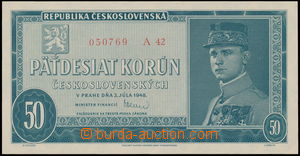 147027 - 1948 ČSR II.  hodnota 50Kčs, série A 42, neperforovaná, 