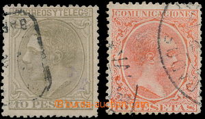 147082 - 1879-89 Mi.185, 201, Král Alfons XII. 10Pta olivově hněd