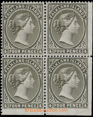 147091 - 1885-91 SG.10, Queen Victoria 4P grey-black, corner blk-of-4