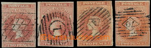 147128 - 1855-56 sestava 4ks známek; SG.2 2x, 7 2x, Královna Viktor