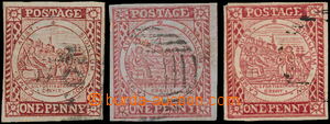147129 - 1850 sestava 3ks známek; SG.8, 12b, 14a, Sydney 1P, různé