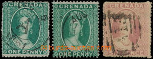 147145 - 1861 SG.1-3, Královna Viktorie 1P modrozelená, zelená a 6
