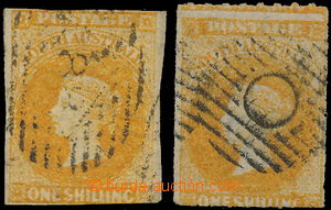 147150 - 1856-1858 SG.12, 18, Královna Viktorie 1Sh oranžová nezou