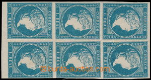 147187 - 1856 Mi.41, Královna Izabela II. 1R modrá, krajový 6-blok