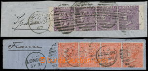 147192 - 1867-69 SG.96, 6P tmavě fialová, TD 6, 4-páska s okraji a