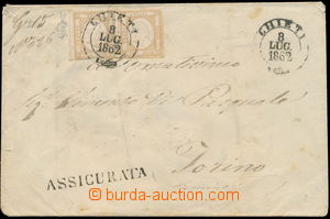 147233 - 1862 NEAPOLSKO  R-dopis s 2-páskou Sas.22c, Viktor Emanuel 
