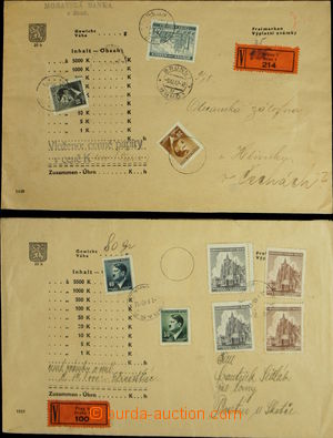 147273 - 1942-45 sestava 2ks cenných dopisů, 1x na částku 1000Kč