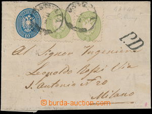 147324 - 1866 skládaný přebal dopisu do Milána vyfr. zn. Mi.20 2x