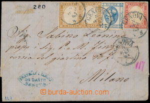 147327 - 1863 dopis do Milána vyfr. zn. Mi.9 2x, 11, 15, Viktor Eman