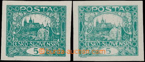 147380 -  Pof.4N Is, comp. 2 pcs of stamps 5h green, various shades, 