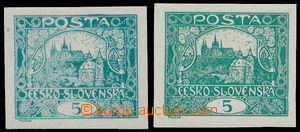 147381 -  Pof.4N Is, comp. 2 pcs of stamps 5h green, various shades, 