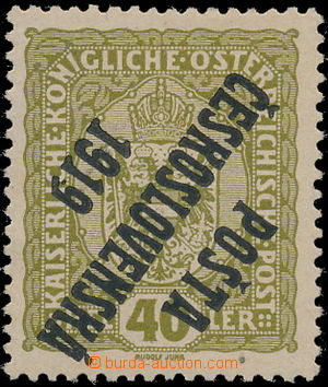 147388 -  Pof.42Pp, Coat of arms 40h olive, inverted overprint, type 