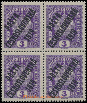 147402 -  Pof.33STB, Crown 3h violet, block of four, pos. 39-40/49-50