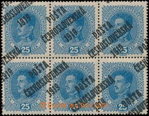 147406 -  Pof.40, Charles 40h blue, block of 6, expressive shift of o