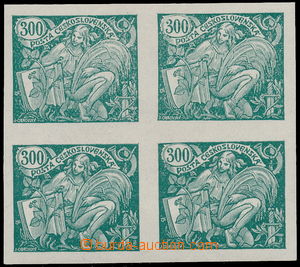 147629 -  PLATE PROOF  300h green, block of four with name of author,