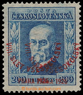 147643 - 1926 Pof.185, Všesokolský slet 200h modrá, známka s dvoj