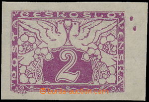 147667 - 1919 Pof.S1, 2h purple-red, marginal piece with plate mark, 