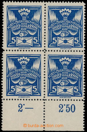 147760 -  Pof.143B, hodnota 5h modrá, ŘZ 13¾, dolní 4-blok s 