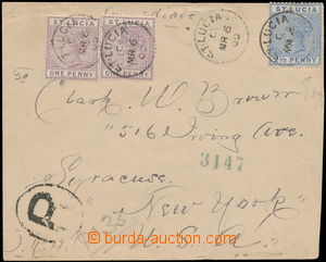 147797 - 1900 R-dopis do USA vyfr. zn. 1C + 1C + 2½C (SG 44 2x, 
