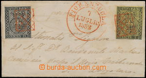 147855 - 1852 letter with Mi.1, 2, Coat of arms - lily, 5C black on y
