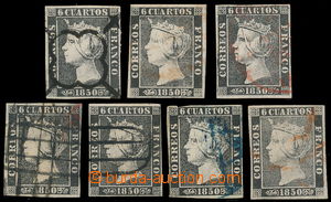 147860 - 1850 Mi.1, Queen Isabel II. 6Cs black, comp. 7 pcs of stamps