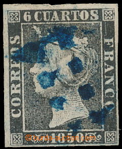 147862 - 1850 Mi.1II, Queen Isabel II. 6Cs black, with rare blue 8-te