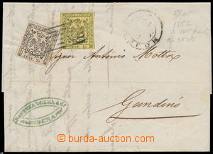 147873 - 1852 dopis do Gandino vyfr. zn. Sas.3, 4, Orlice 15C žlutá