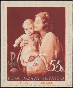 147927 - 1942 ZT  originální temperový konečný návrh na známku