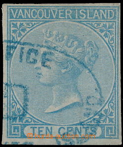 147974 - 1865 SG.12, Queen Victoria 10P blue, imperforated, wmk CC, b