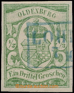 147977 - 1861 Mi.10b, Znak v oválu 1/3Gr mechově zelená, reparovan